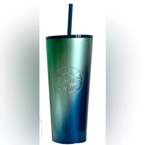 Starbucks Stainless Steel Tumble Reusable Blue/Green Iridescent Gradient 24 oz